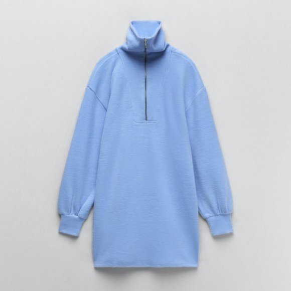 Zara Soft High Collar Quarter Zip Dress - Picture 1 of 6